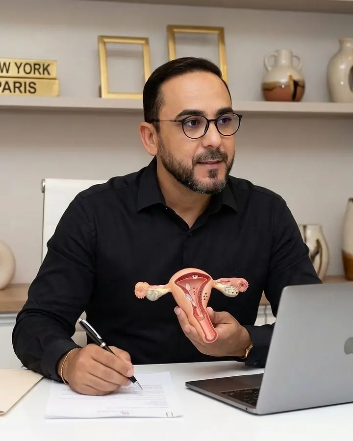 Fábio Nunes, nutricionista em Patos PB, na mesa do consultório